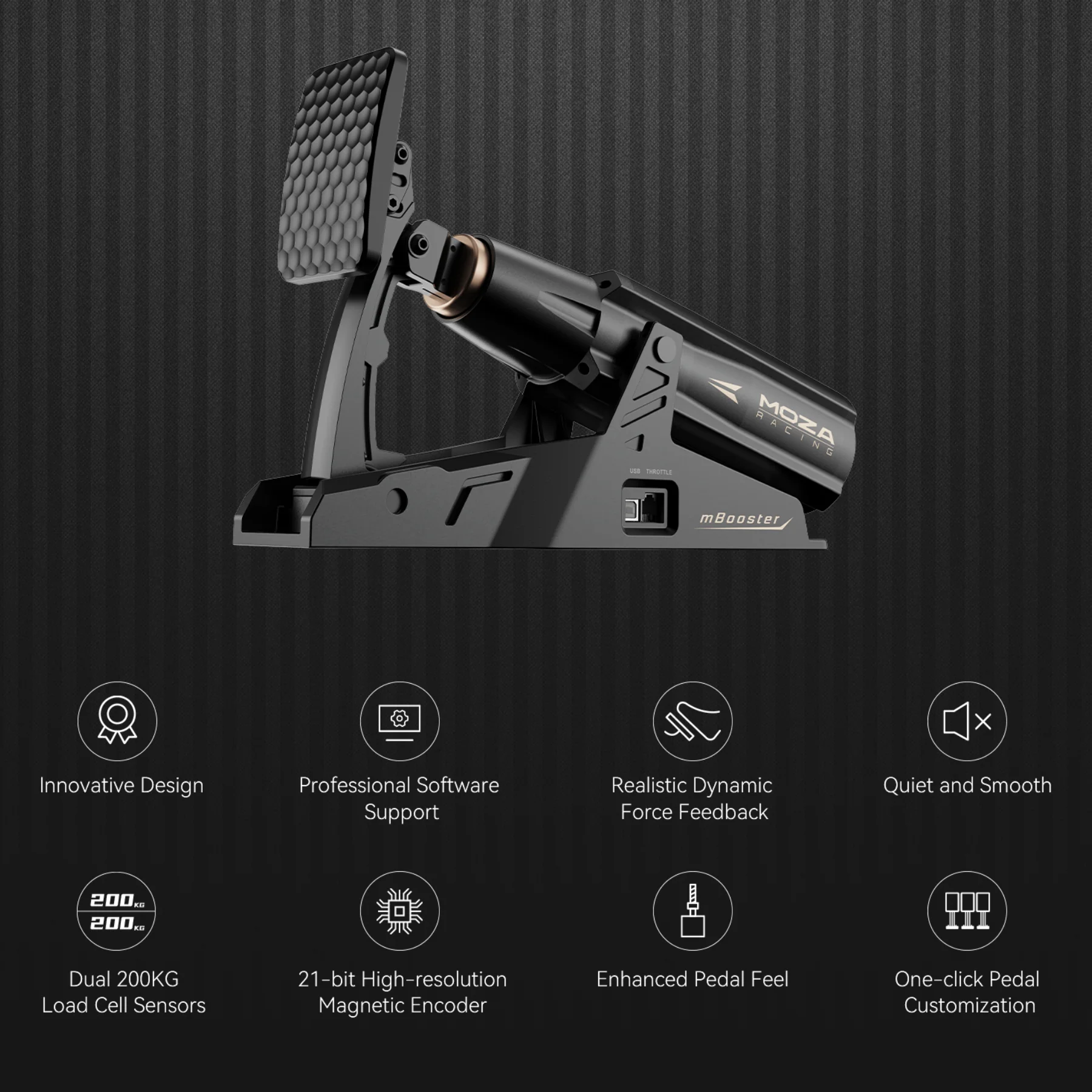 MOZA Racing MBooster Active Pedal Set (with CRP2 Throttle) - Image 4